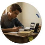 A boy was studying