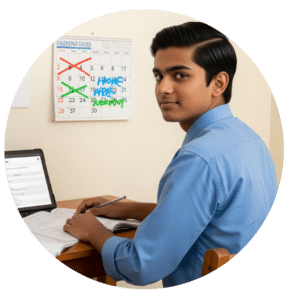 A boy in front of laptop